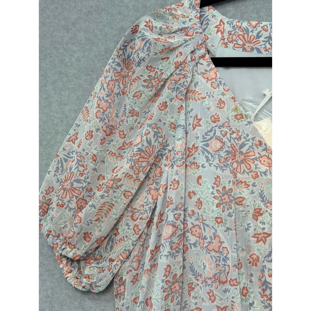 LC Lauren Conrad Playful Paisley Midi Dress Blue Pink Floral Cottagecore Medium - Picture 12 of 16